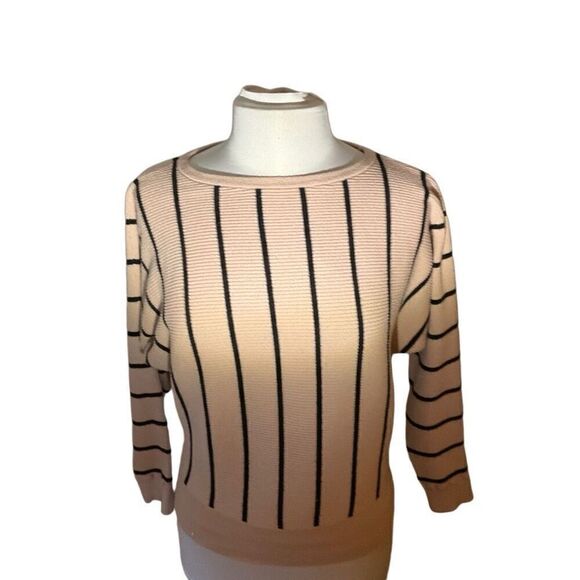 Catherine Malandrino Striped Sweater, Soft Pink. Size Medium - Picture 7 of 16
